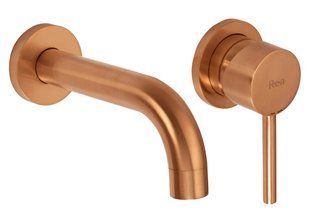 Смеситель для умывальника Rea Lungo brushed copper + BOX скрытого монтажа REA-B4600, Теплый закат