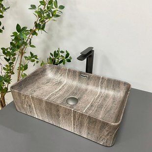 Умивальник (раковина) VBI ARABBA DARK STONE MATT накладний, Цемент матовий
