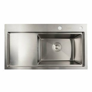 Кухонная мойка нержавейка 78x43 R Platinum Handmade (два отверстия, круглый сифон 3,0/0,8), Нержавеющая сталь