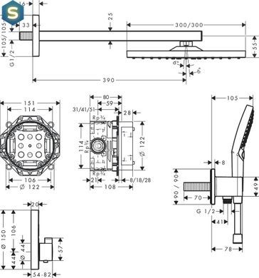 Душевая система скрытого монтажа Hansgrohe Raindance E 300 1jet ShowerSelect S с термостатом Chrome 27952000