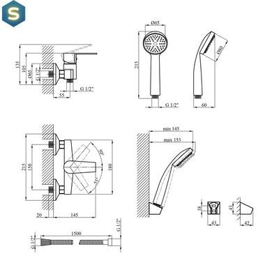 Змішувач для душу Kroner KRM Oker - C050 CV019459, Хром