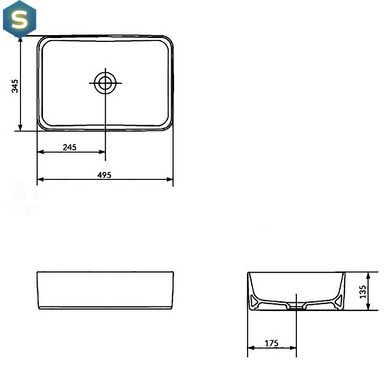 Умывальник Cersanit Crea 50 см, на столешницу без перелива, Белый