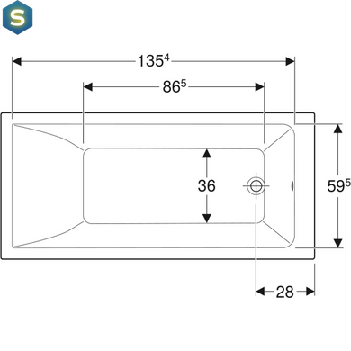 Ванна акриловая Geberit Selnova Square 150x70 554.381.01.1+ ножки, Белый