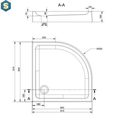 Душовий піддон Cersanit Tako 90x90 S204-004, Білий