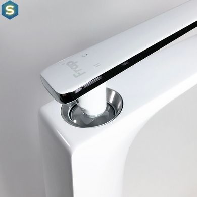 F1058-2(H58) Змішувач для умивальника високий литий гусак латунний корпус гайка &Oslash;25 білий/хром Frap 1/10, Білий