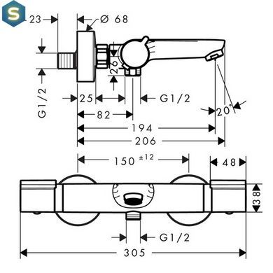Термостат для ванни Hansgrohe Versostat2 15348000