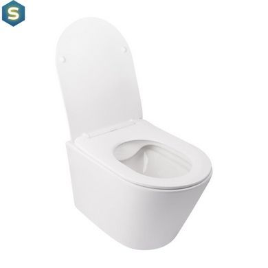 Набор Qtap инсталляция 3 в 1 Nest QT0133M425 с панелью смыва линейной QT0111M08V1091MB + унитаз с сиденьем Swan QT16335178W, Белый