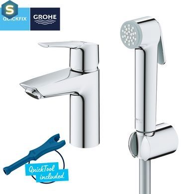 Змішувач з гігієнічною лійкою Grohe QuickFix Start S-Size 23123003, Хром