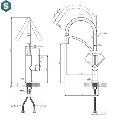 Змішувач для кухні Kroner KRP Ersel - C03900BLK, Хром