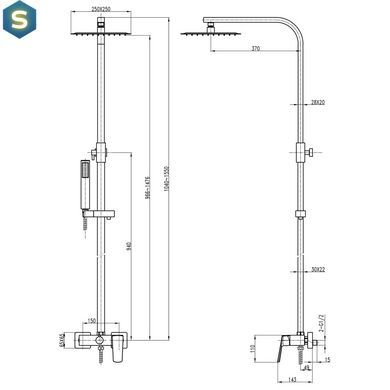 Душова система Topaz Odiss To 18802-H66-BL, Черный матовый