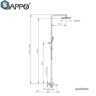 Душевая система Gappo G2417-6, излив - переключатель на лейку, черный, Черный матовый
