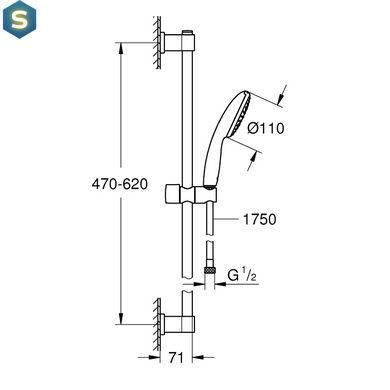 Душевой гарнитур Grohe QuickFix Vitalio Start 110 27942001, Хром