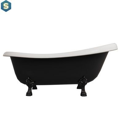 Ванна отдельностоящая матовая Amidicon Symphony 167x78 черная из литого камня черные ножки SYMFONIYA_167_bl_BLACK_MAT, Черно-белый