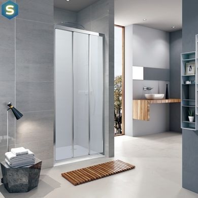 Душевые двери Koller Pool Trend трехсекционные 900x1900 мм стекло grape TT90G, Универсальная, матовый, хром