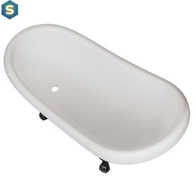 Ванна отдельностоящая матовая Amidicon Symphony 167x78 черная из литого камня черные ножки SYMFONIYA_167_bl_BLACK_MAT, Черно-белый