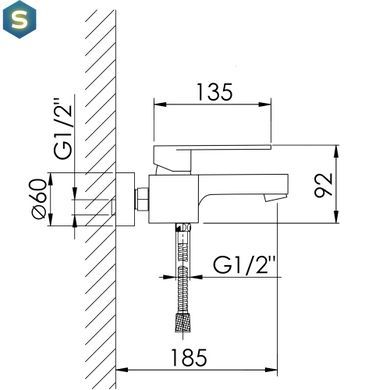 Змішувач для ванни Qtap Swan Eco (з душовим гарнітуром) QTSWA259CRM45534 Chrome, Хром