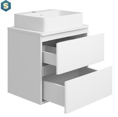 Тумба подвесная Koller Pool белая Style 60cм с умывальником Kvadro 50см 2022ST-101560 + KR-0500M-WB, Белый