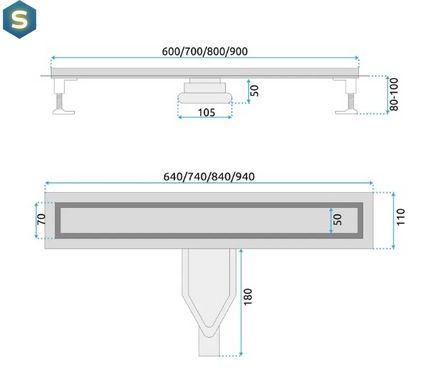 Трап для душу Rea Neox 90 Superflow brushed steel 2в1 REA-G2708