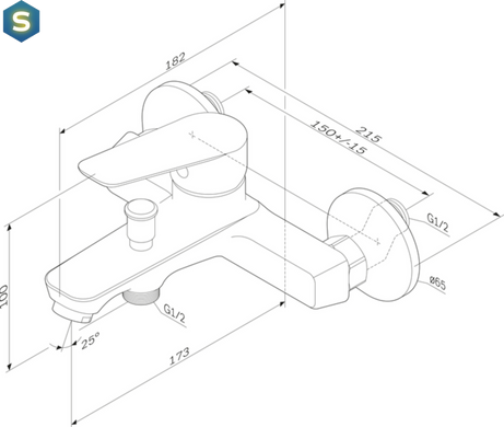 Змішувач для ванни Am.Pm Sense black matt F7B10022, Черный матовый