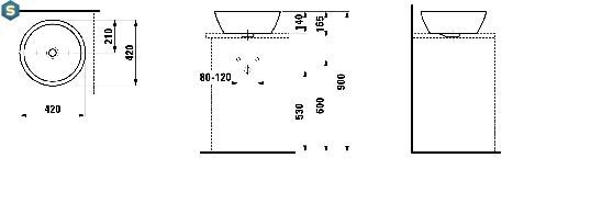 Умывальник Laufen Pro 42x42 без перелива H8129620001121, Белый