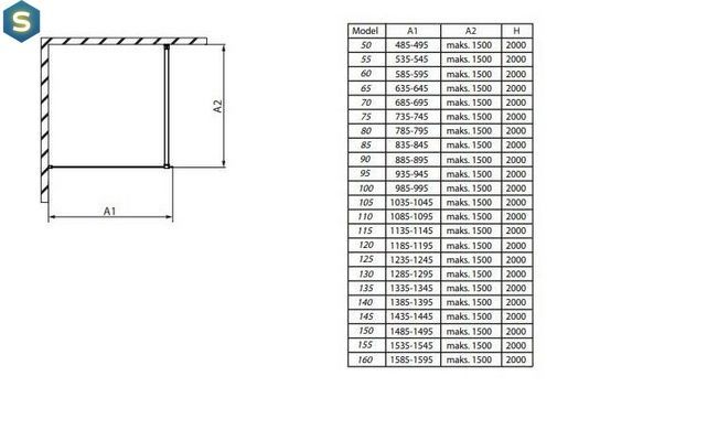 Душевая перегородка Radaway Modo New II 50 см 389054-01-01