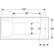 Ванна акриловая Geberit Selnova Square 150x70 554.381.01.1+ ножки, Белый