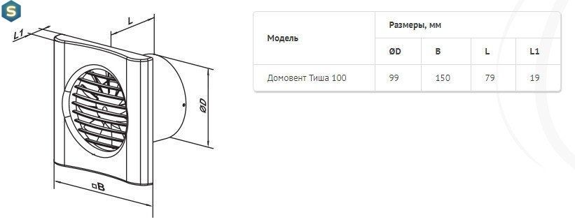 Вентилятор малошумный Домовент Тиша 100