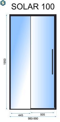 Душові двері Rea Solar black 100 REA-K6512, прозорий, чорний