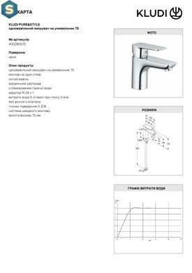 Змішувач для умивальника Kludi Pure&Style 75 DN 15 400280575
