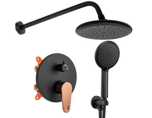 Душевая система скрытого монтажа Rea Mild + Box black rose gold REA-P9143, Черный/золото
