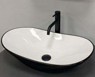 Умывальник VBI Turin black white накладний VBI-011513, Черный матовый