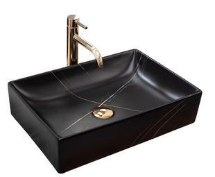 Умивальник Rea Inga накладний black marble mat REA-U8006, Черный матовый