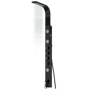 Душевая панель Corsan Snake black LED с изливом S002MBLLEDW, Черный матовый