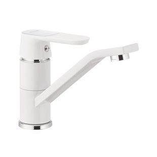 Змішувач для умивальника Mixxus Premium TIGER 555 гайка (вилив 15 см) білий (MI0574)