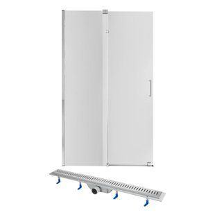 Готове рішення Qtap 16: Стіна Walk-In Glide, 120x190 + Лінійний трап 900 мм, Універсальна, прозорий