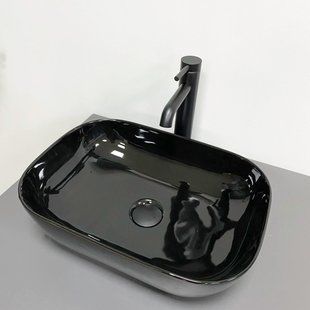 Умывальник VBI Ravenna black glossy накладний VBI-011227, Чорний/золото