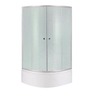 Душова кабіна Latwa SC90x90.SAT.HIGH.FR полукругла, скло Frost 4 мм + Душовий піддон Kapielka ST90x90x41, з панеллю Lidz, Хром матовий, Універсальна, матовий