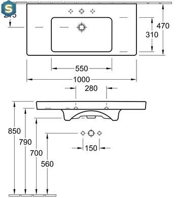 Умивальник Villeroy&Boch Subway 2.0 100x47 7175A001, Білий