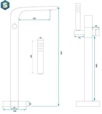 Смеситель для ванны Rea Clark black напольный REA-B5300, Черный матовый