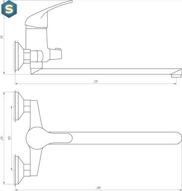 Змішувач для ванни Globus Lux Solly GLSO-208, Хром