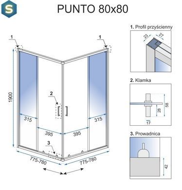 Душова кабіна Rea Punto 80x80 black REA-K4800, Чорний/золото, Універсальна, прозорий