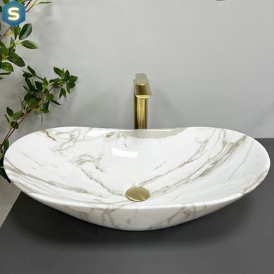 Умивальник (раковина) VBI TURIN LAVA GLOSSY накладний, имитация камня