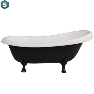 Ванна отдельностоящая глянцевая Amidicon Symphony 167x78 черная из литого камня черные ножки SYMFONIYA_167_bl_BLACK_HL, Черно-белый