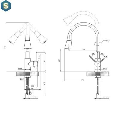 Смеситель для кухни Kroner KRP K&uuml;che - C031GRA CV024336, Каппучино