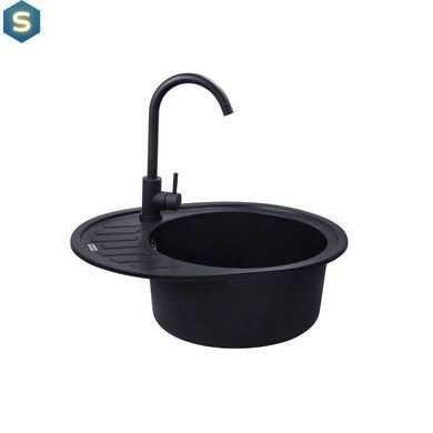 Кухонна мийка гранітна Kroner KRP Komposit SCH-6250 CV027413, Чорний/золото