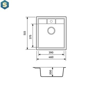 Кухонна мийка Adamant Brick 460x515x200 антрацит 100001786, Антрацит