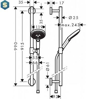 Душевой гарнитур Hansgrohe Raindance Select S 120 3jet 90 см EcoSmart 9 л/мин хром 26323000