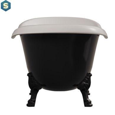 Ванна отдельностоящая глянцевая Amidicon Symphony 167x78 черная из литого камня черные ножки SYMFONIYA_167_bl_BLACK_HL, Черно-белый
