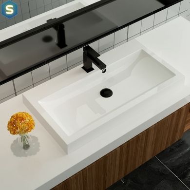 Раковина глянцева врізна Amidicon Lagune Slim 80 792x425 з литого каменю LAGUNE SLIM_80_HL, Білий