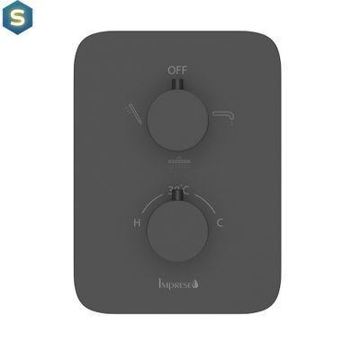 Термостат скрытого монтажа на 3 потребителя Imprese Bilovec black matt f04600910AB, Черный матовый